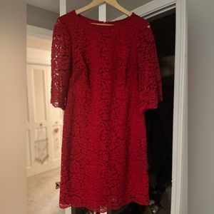 Ralph Lauren - LAUREN Red Lace Midi Dress, size 12
